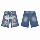 Valley Patchwork Baggy Shorts in Blue / Black / Geometric / Brown / Multicolor, product photo 5