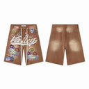 Valley Patchwork Baggy Shorts in Blue / Black / Geometric / Brown / Multicolor, product photo 4