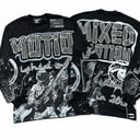 Mixed Emotion Astronaut Guitar Graphic Long Sleeve Tee — Black