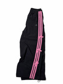 Adidas Bow-Stripe Wide Pants — Black & Pink