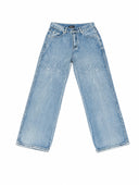 Thug Club Star Stitch Wide-Leg Jeans — Light Blue