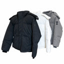 Ami Heart Logo Puffer Jacket — Black, White & Grey