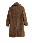 Max Mara Teddy Longline Coat — Black, Brown & Cream