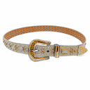 B.B. Simon Rhinestone Buckle Belt — Orange/Gold