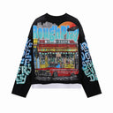 RoughPlay Deli Scene Rhinestone Long Sleeve — Black/Blue