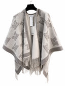 Max Mara Monogram Wool Wrap Cloak — Camel