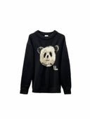 Charlie Luciano Panda Intarsia Knit Sweater — Black, front view