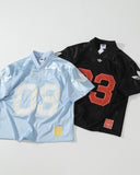 adidas "03" Mesh Football Jersey in Blue / Black, product photo 4