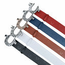 True Religion Horseshoe Buckle Belt - Red, Navy, Brown, White & Black, front view