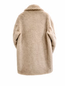 Max Mara Teddy Longline Coat — Black, Brown & Cream