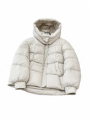 Max Mara Cropped Puffer Jacket — Ivory, Black & Taupe