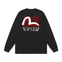 Evisu Red Text Logo Long Sleeve Tee — Black & White